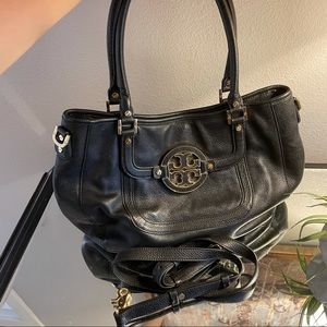 Tory Burch Black Leather Amanda Hobo Crossbody Bag